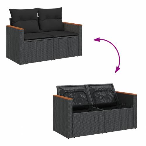 Vrtna garnitura - 11-dijelni set vrtnih sofa s jastučićima crni poli ratan akacija Cijena