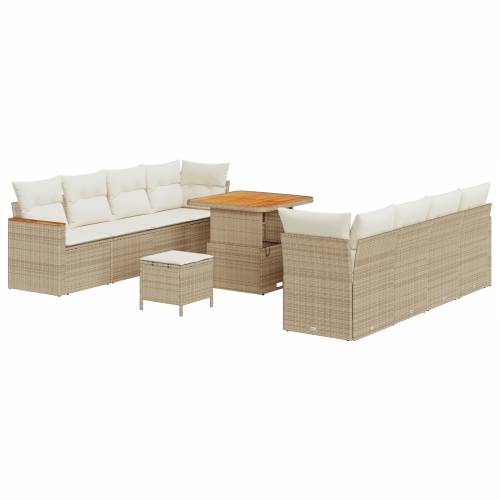 11 komadni vrtni set sofa s jastučićima bež poli ratan akacija Cijena