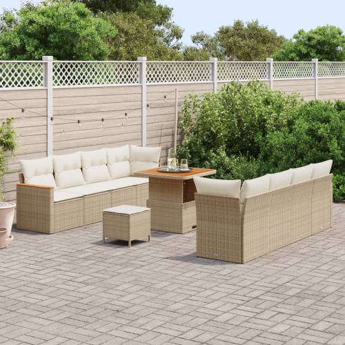 11 komadni vrtni set sofa s jastučićima bež poli ratan akacija Cijena