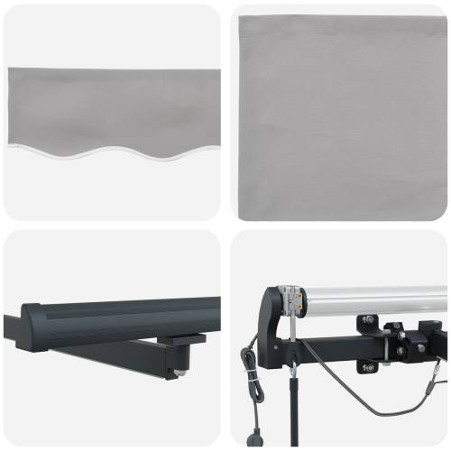 Automatska uvlačiva tenda s LED svjetlima svjetlosiva 500x300 cm Cijena