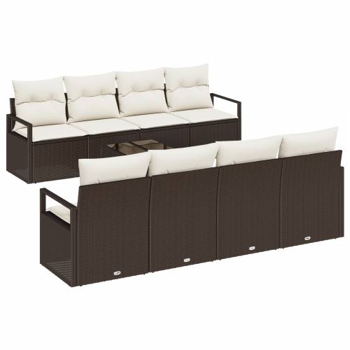 Vrtna garnitura - 9-dijelni set vrtnih sofa s jastucima smeđa poli ratan Cijena