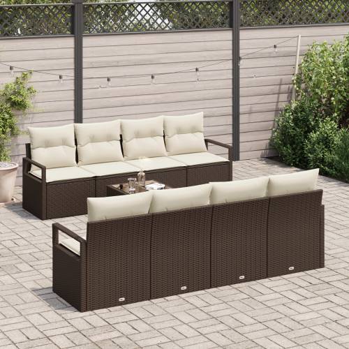 Vrtna garnitura - 9-dijelni set vrtnih sofa s jastucima smeđa poli ratan Cijena