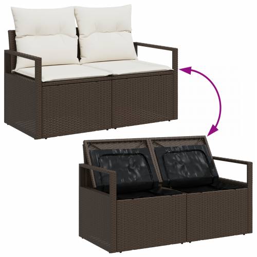 Vrtna garnitura - 9-dijelni set vrtnih sofa s jastucima smeđa poli ratan Cijena