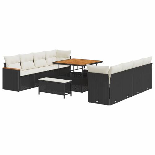 11-dijelni set vrtnog sofa s jastučićima Crni poli ratan Cijena