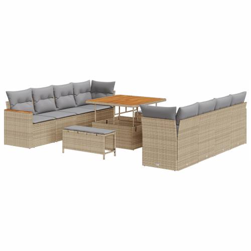 11-dijelni vrtni sofa set s jastučićima bež poli ratan akacija Cijena