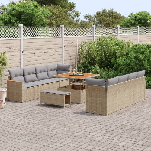 11-dijelni vrtni sofa set s jastučićima bež poli ratan akacija Cijena
