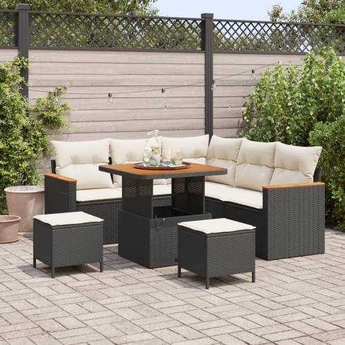 8-dijelni vrtni sofa set s jastučićima crni poli ratan akacije Cijena