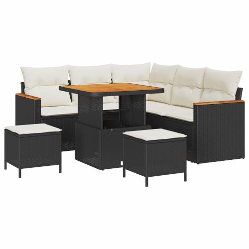 8-dijelni vrtni sofa set s jastučićima crni poli ratan akacije Cijena