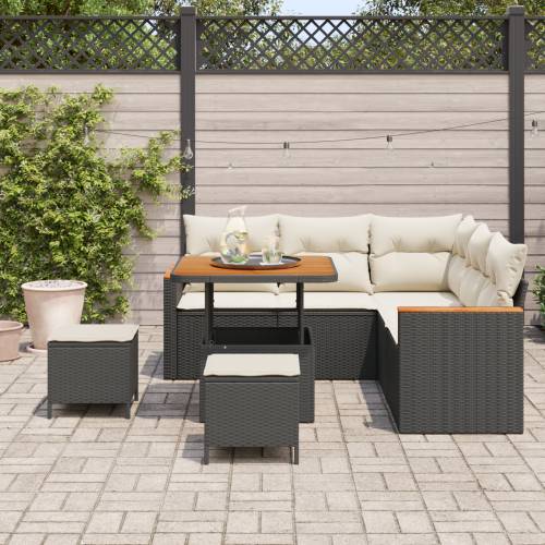 8-dijelni vrtni sofa set s jastučićima crni poli ratan akacije Cijena