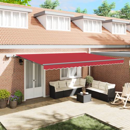 Manualna uvlačiva tenda s LED Crvena 500x300 cm Cijena
