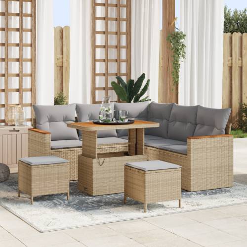 8-dijelni vrtni set sofa s jastučićima Bež poli ratan akacija Cijena
