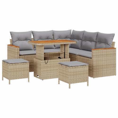 8-dijelni vrtni set sofa s jastučićima Bež poli ratan akacija Cijena
