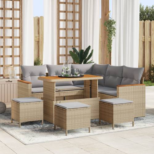9-dijelni vrtni set sofa s jastučićima bež poli ratan akacija Cijena