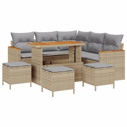 9-dijelni vrtni set sofa s jastučićima bež poli ratan akacija Cijena