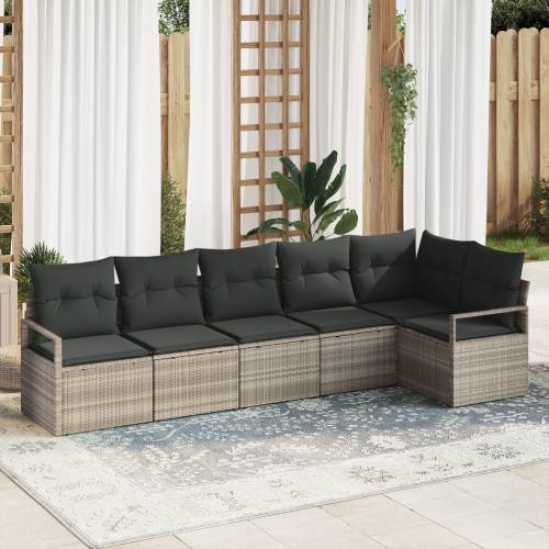 set od 6 komada vrtnih sofa s jastučićima svjetlosiva poli ratan Cijena