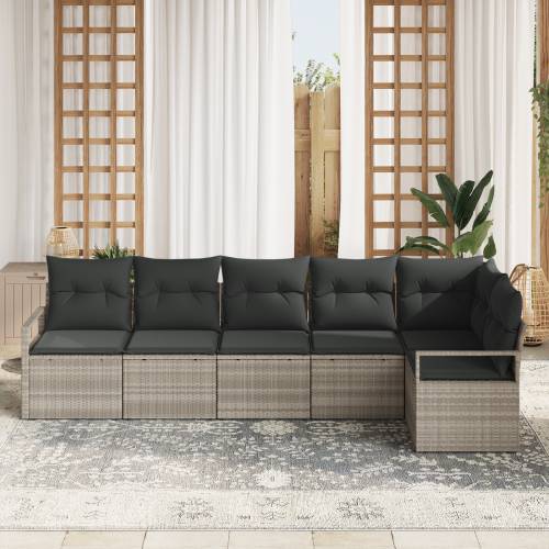set od 6 komada vrtnih sofa s jastučićima svjetlosiva poli ratan Cijena