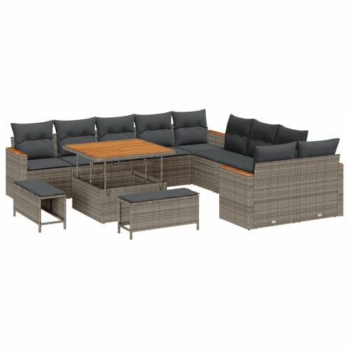13 dijelni vrtni sofa set s jastučićima siva poli ratan akacija Cijena