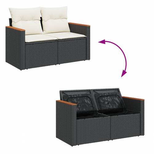 Vrtna garnitura - 13-dijelni set vrtnih sofa s jastučićima crni poli ratan akacija Cijena