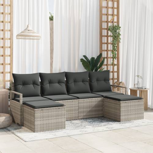 6-dijelni vrtni set sofa s jastučićima svijetlosiva poli ratan Cijena