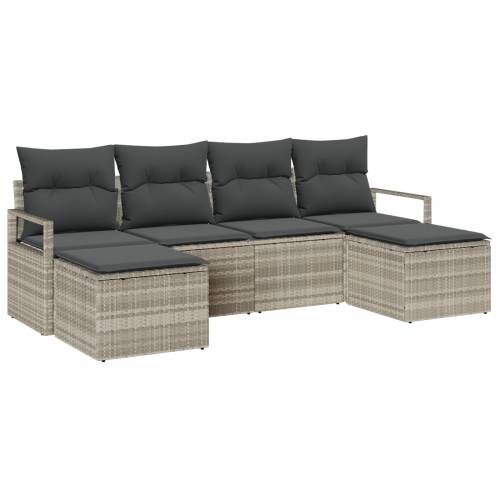 6-dijelni vrtni set sofa s jastučićima svijetlosiva poli ratan Cijena