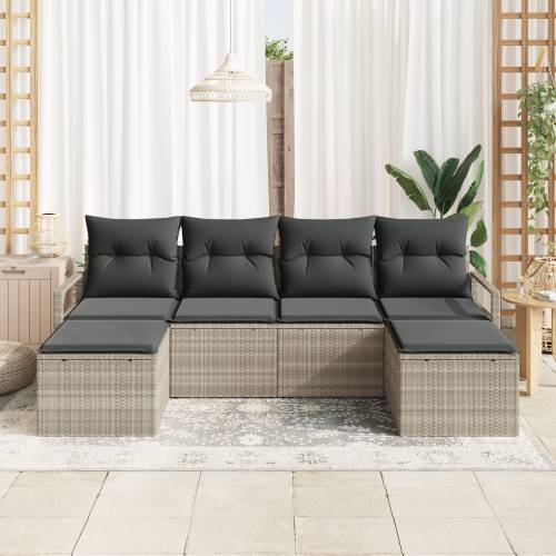 6-dijelni vrtni set sofa s jastučićima svijetlosiva poli ratan Cijena