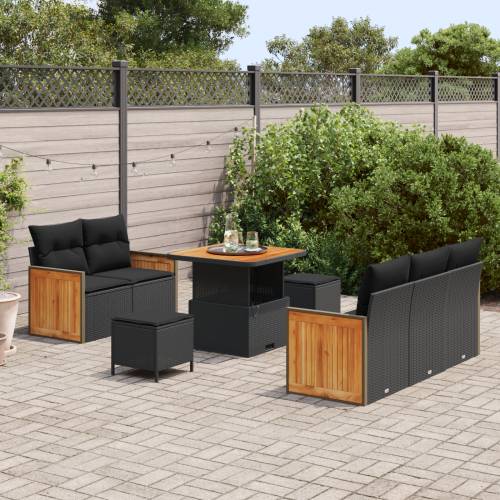Set vrtnih sofa od 8 dijelova s jastucima Crni Poli ratan akacija Cijena