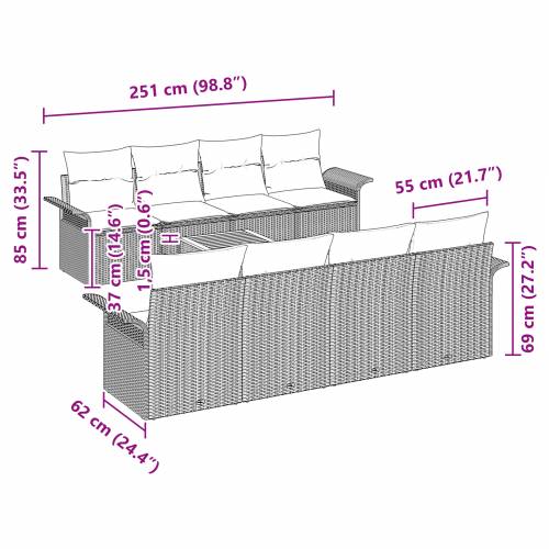 Vrtna garnitura - 9-dijelni set vrtnih sofa s jastučićima crni poli ratan akacija Cijena