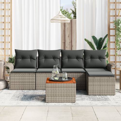 set od 6 komada vrtnog sofa s jastučićima siva poli ratan bagrem Cijena