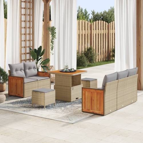 8 komada vrtni sofa set s jastučićima Bež poli ratan akacija Cijena