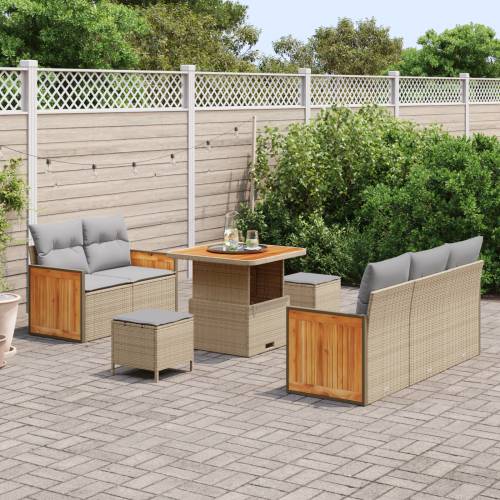 8 komada vrtni sofa set s jastučićima Bež poli ratan akacija Cijena