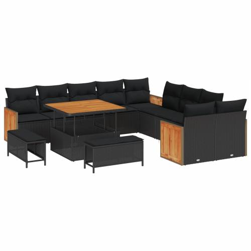 set od 13 komada vrtnih sofa s jastučićima crni poli ratan akacija Cijena