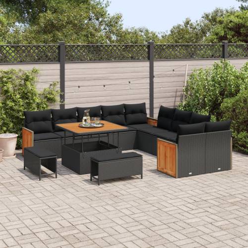 set od 13 komada vrtnih sofa s jastučićima crni poli ratan akacija Cijena