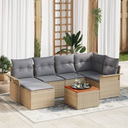 7-dijelni vrtni sofa set s jastučićima bež Poli ratan akacija Cijena