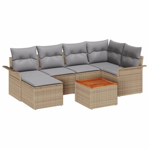 7-dijelni vrtni sofa set s jastučićima bež Poli ratan akacija Cijena