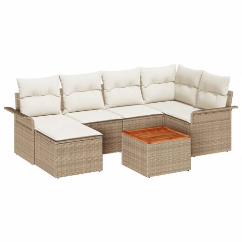 set vrtnih sofa od 7 komada s jastučićima Bež poli ratan akacija Cijena