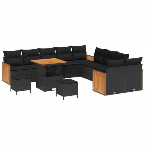 set vrtnih sofa s 13 dijelova s jastučićima crni poli ratan akacija Cijena