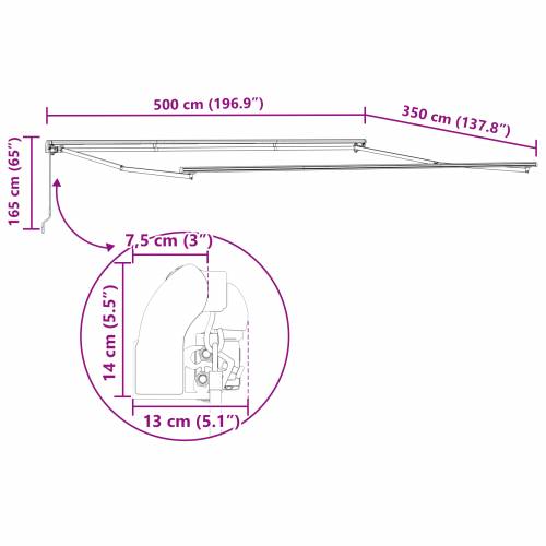 Manualna uvlačiva tenda crna 500x350 cm Cijena