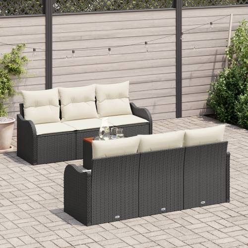 Set od 7 komada sofa za vrt s jastucima crni poliratan akacija Cijena