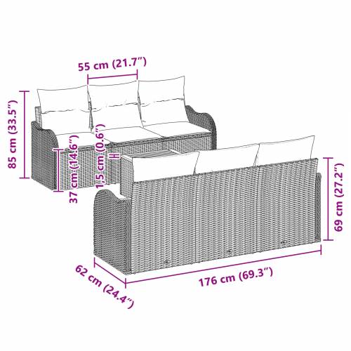 7 dio vrtni set sofe s jastucima crni poly ratan akacija Cijena