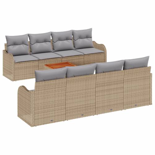 9-delni vrtni sofa set s jastucom Bež Poli ratan Akacija Cijena