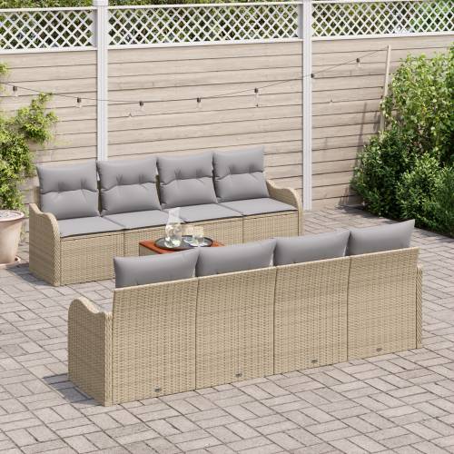 9-delni vrtni sofa set s jastucom Bež Poli ratan Akacija Cijena