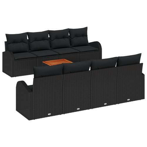 set vrtnih sofa od 9 komada s jastučićima crni poli ratan akacija Cijena