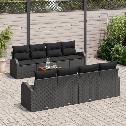 set vrtnih sofa od 9 komada s jastučićima crni poli ratan akacija Cijena