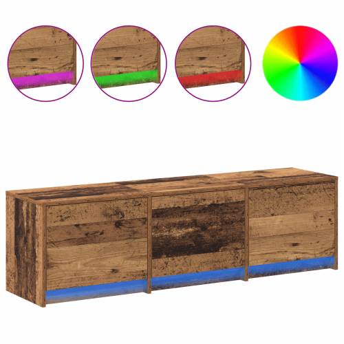 TV kabinet s LED osvjetljenjem staro drvo 140x34x40 cm od drvenog materijala. Cijena