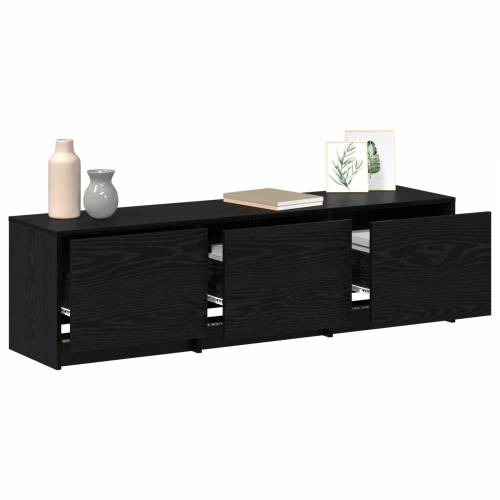 TV Kabinet s LED Crnim Hrastom 140x34x40 cm Inženjerska Drva Cijena