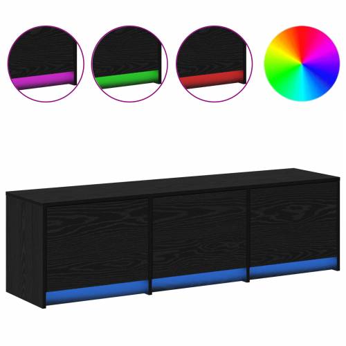 TV Kabinet s LED Crnim Hrastom 140x34x40 cm Inženjerska Drva Cijena