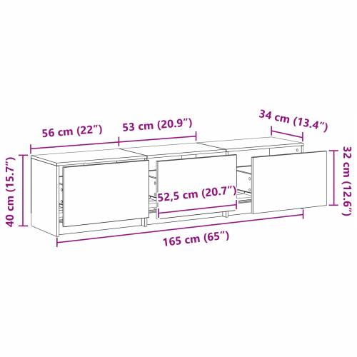 TV ormar s LED crni hrast 162.5x34x40 cm konstruirano drvo Cijena
