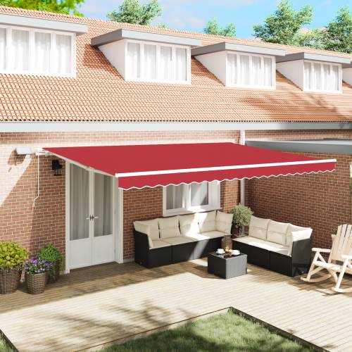 Ručno uvlačiva tenda s LED svjetlima, crvena 500x350 cm Cijena