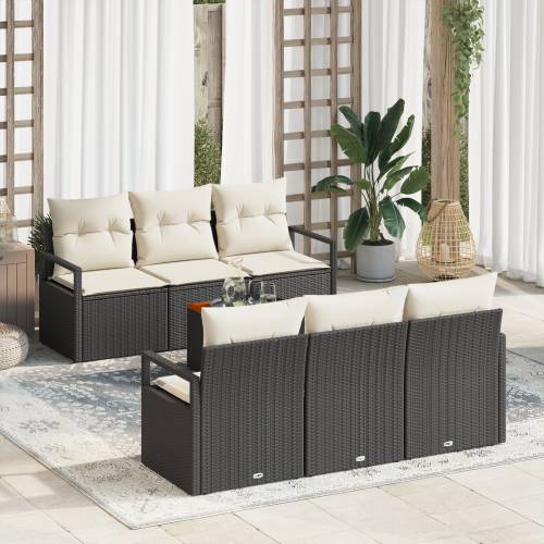 7 komada baštenska sofa set s jastucima crni poliratan akacija Cijena