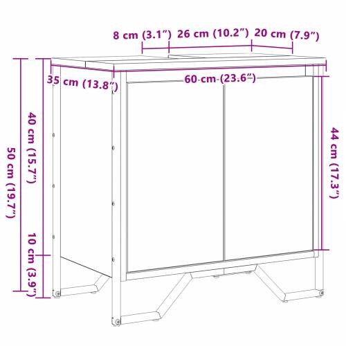 Kupaonski ormarić za Lavabo - Umivaonik Umjetnički hrast 60x35x50 cm Konstruirano drvo Cijena